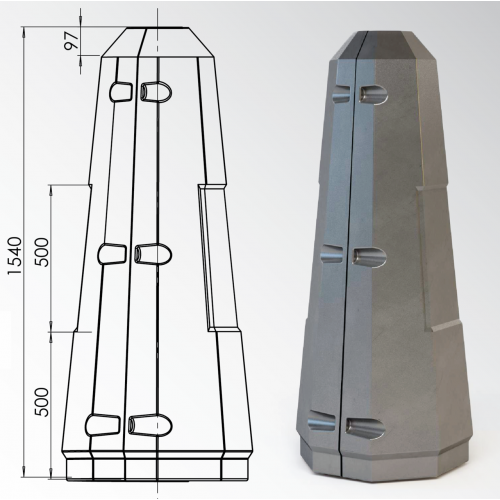 Цоколь восьмигранный стеклопластиковый А1 210х1540 мм в Санкт-Петербурге

